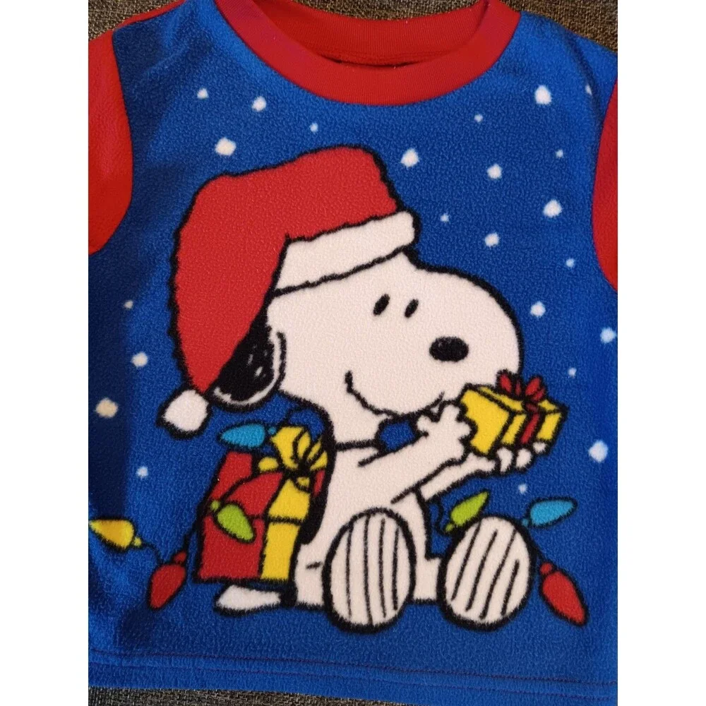 pajama 2T Peanuts 2 piece Holiday Christmas sleepwear Set Snoopy Fleece
